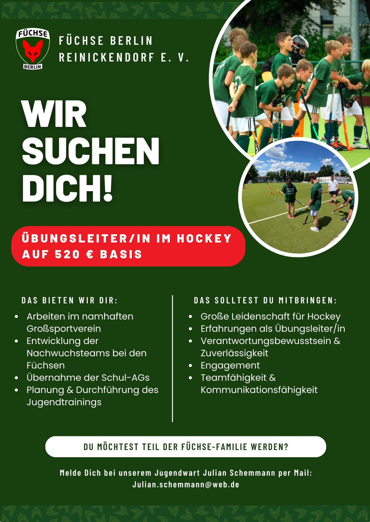 Offene Übungsleiterstelle im Hockey: Werde Teil unseres Teams!