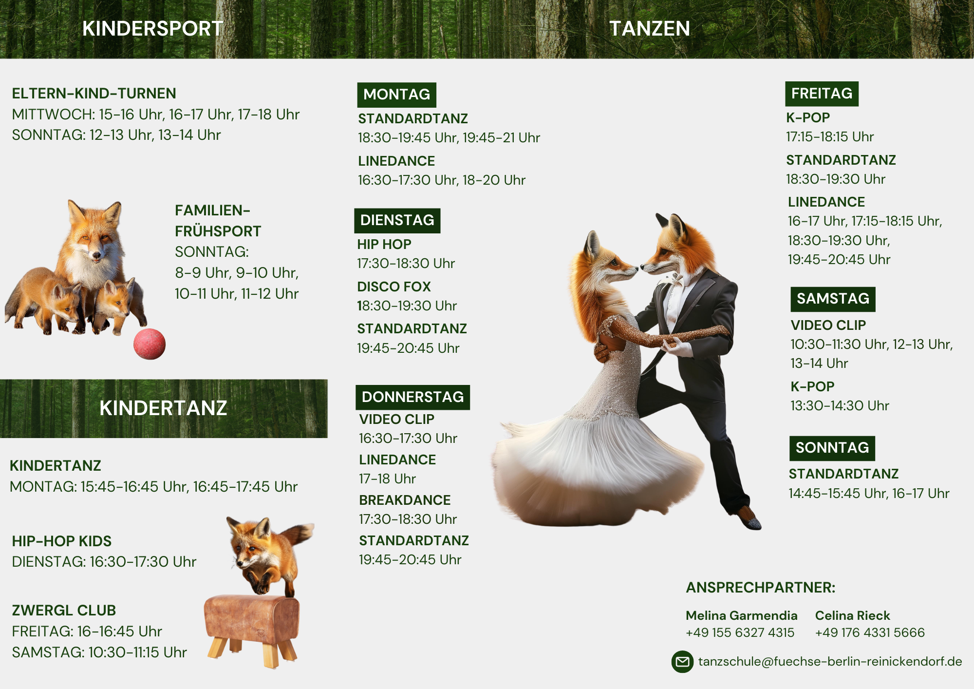 Angebote in der Tanzschule der Füchse Berlin