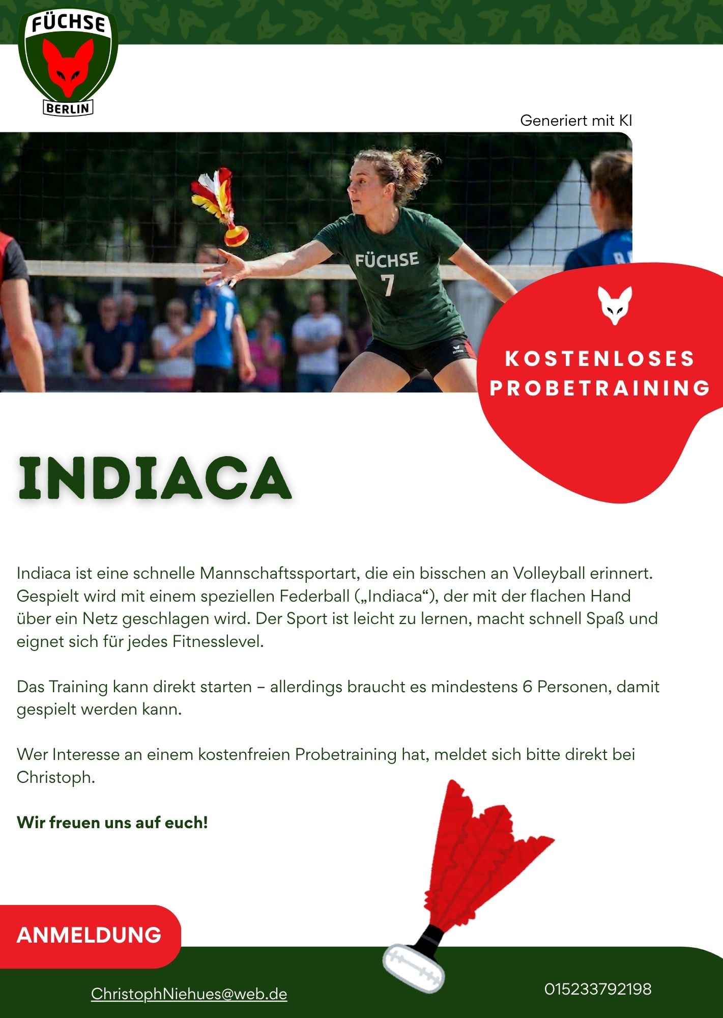 NEU bei den Füchsen Berlin: Indiaca