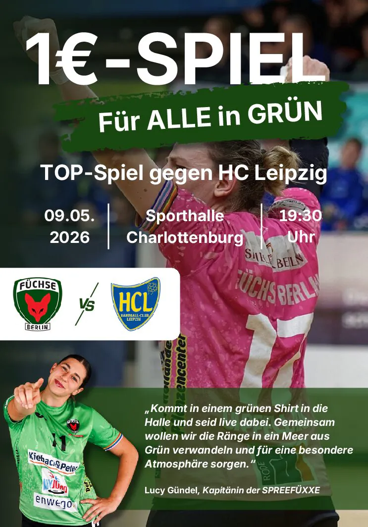 Unsere Herzensangelegenheit: 1€ Spiel am 09.05. – ein Handballfest für ALLE
